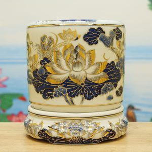 Bát Hương Hoa Sen Vẽ Kỹ Vàng 24k (D14-D22) DT101-B
