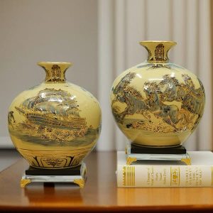 Bình Tài Lộc vẽ vàng Thuyền - Ngựa H22cm BG222-A1
