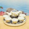 Bộ Ấm Trà Thờ Gốm Bát Tràng Vẽ Vàng 24k DT109 - ma-a2