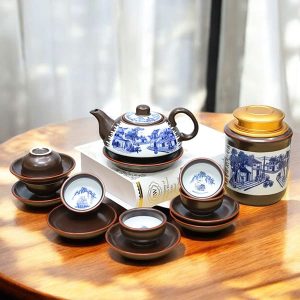 Bộ ấm chén trà đạo Phố Cổ Hà Nội truyền thống BAT135